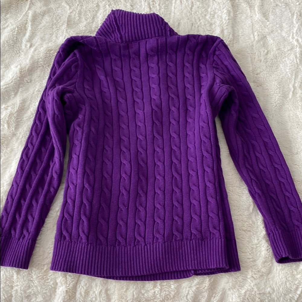 Ralph Lauren Purple Cable Knit Cardigan with Buckle - Picture 7 of 8